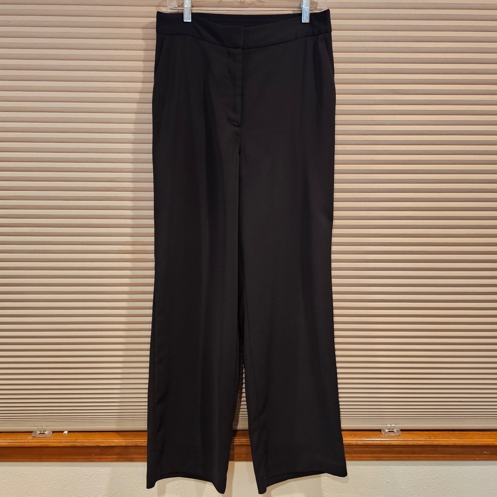 Quince Stretch Crepe Classic Trouser Pants Black Wide Leg High-Rise 12/32" CMA01